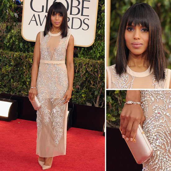 Kerry Washington Show of Blunt Bang Bob At The 2013 Golden Globe Awards