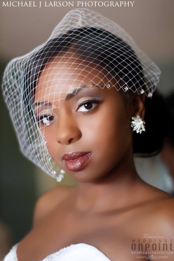 african american wedding hairstyles with birdcage veil