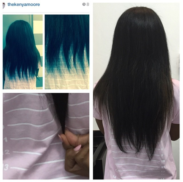 Long Hair Lusting - Kenya Moore Shows Off Long Waist Length Hair Via Instagram 2