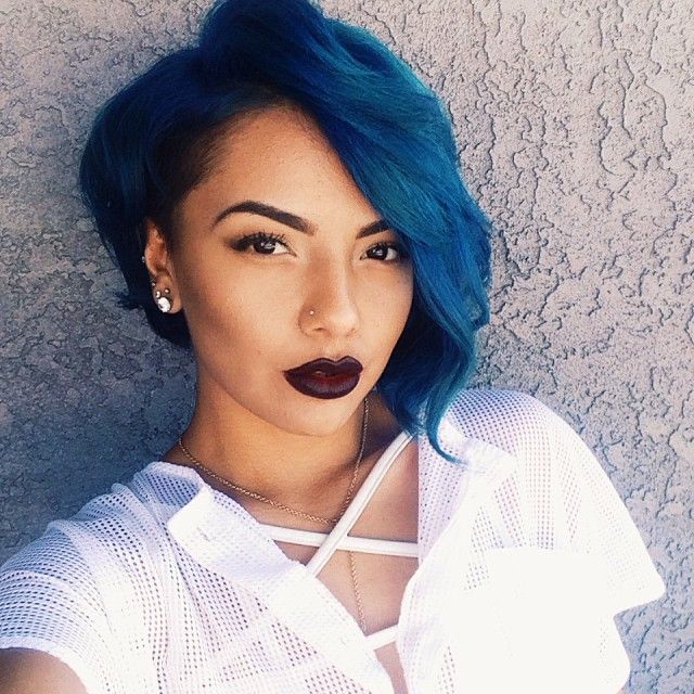 midnight blue hair color on black women