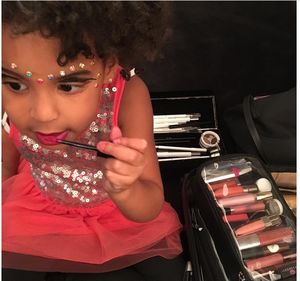 Blue Ivy Carter Plays With Mommy's Makeup