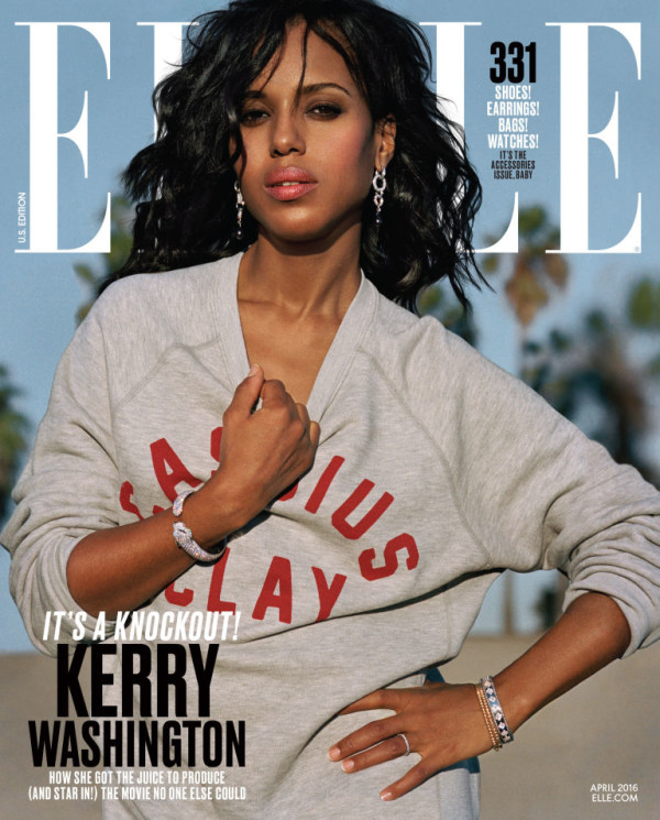 On The Cover - Kerry Washington for Elle Magazine April 2016