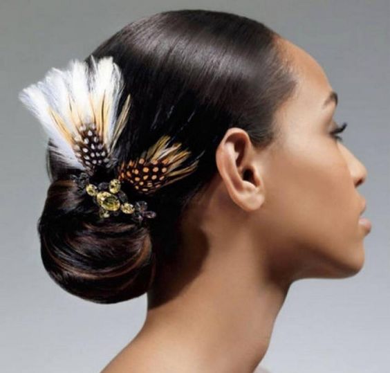 43-black-wedding-hairstyles-for-black-women-feather-bun